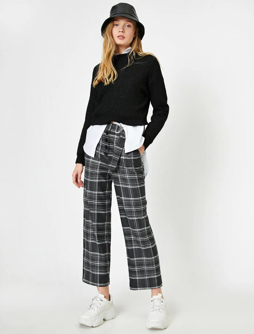 16355 Black Check Trousers