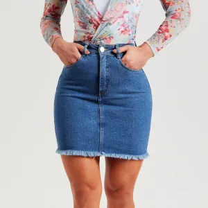 2024 High Waist Denim Asymmetrical A-Line Mini Skirt Slim Vintage Short Skirt