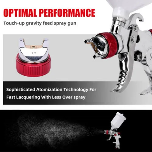 Adjustable HVLP Spray Gun Kit, Aluminum, PVC, 3 Nozzles