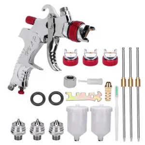 Adjustable HVLP Spray Gun Kit, Aluminum, PVC, 3 Nozzles