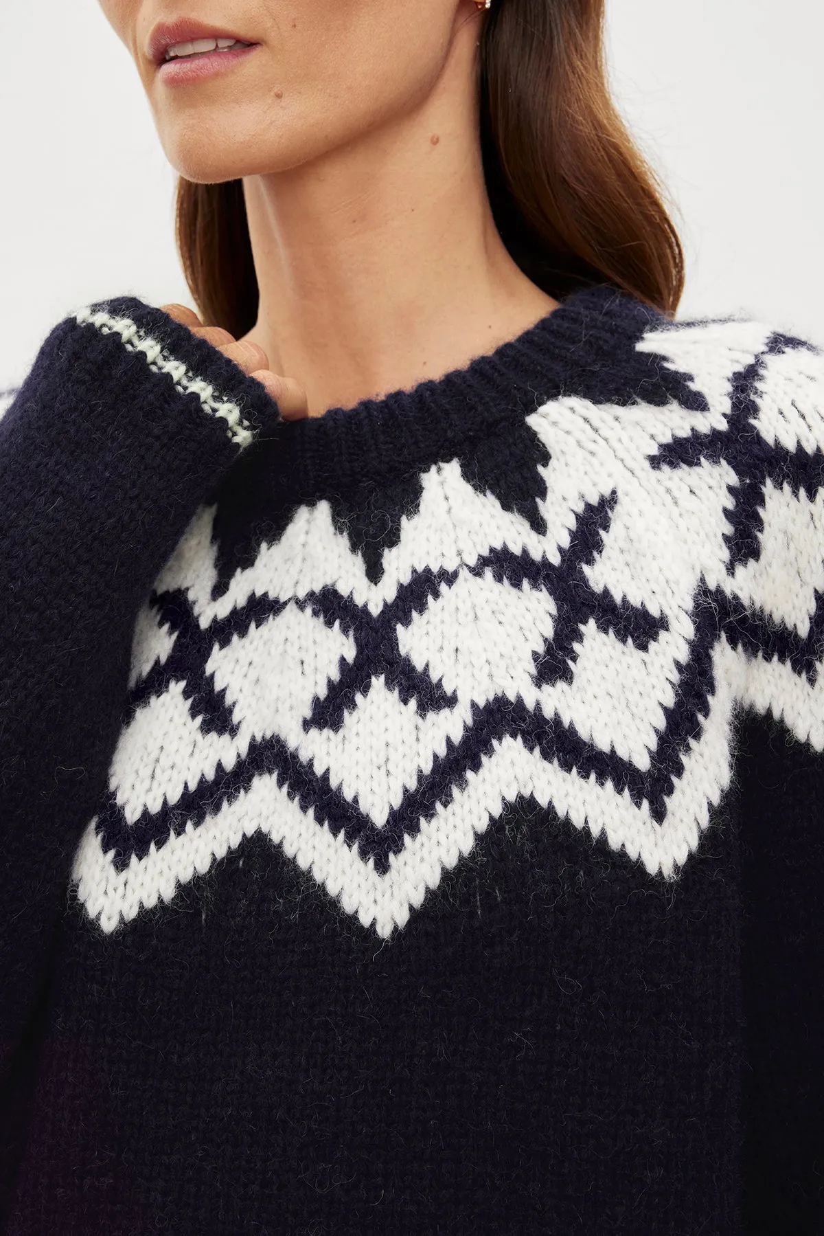 ALEXA FAIR ISLE CREW NECK SWEATER