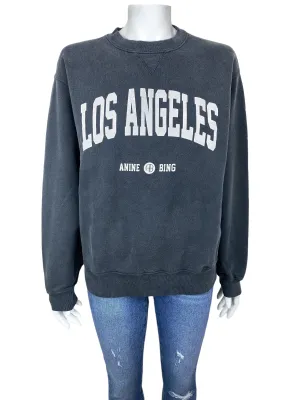 Anine Bing Women's Ramona Los Angeles Sweatshirt Washed Black Size M