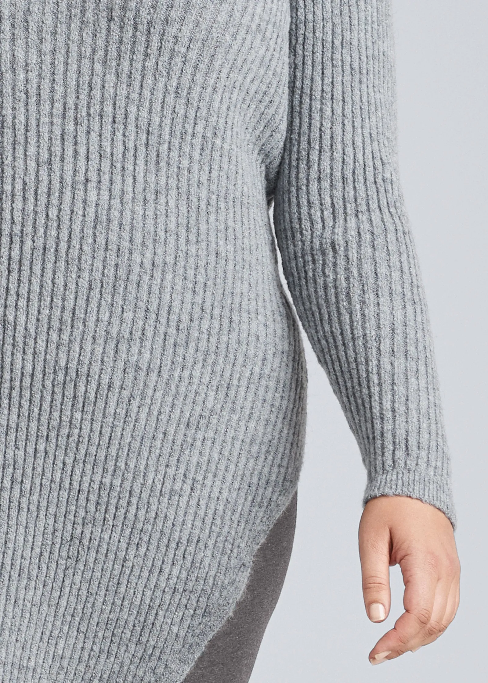 Asymmetrical Maxi Sweater - Heather Grey