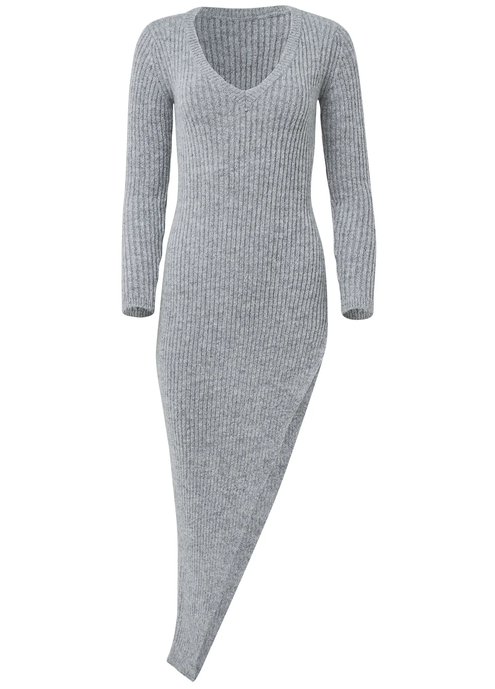 Asymmetrical Maxi Sweater - Heather Grey