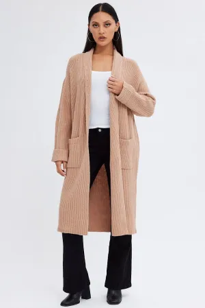 Beige Longline Cardigan