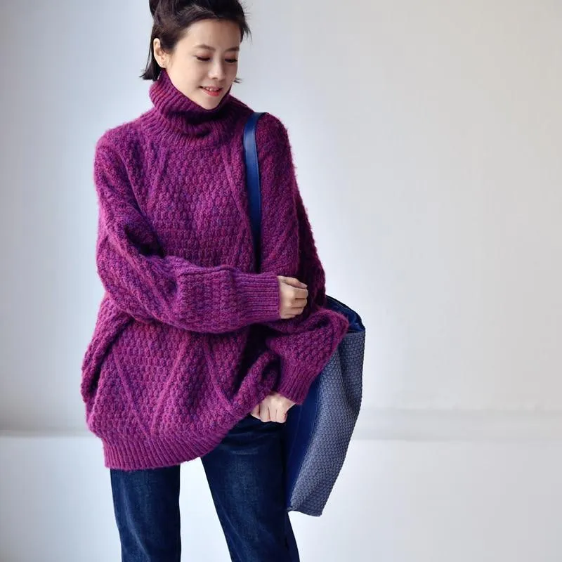 Bethany Purple Cable Sweater