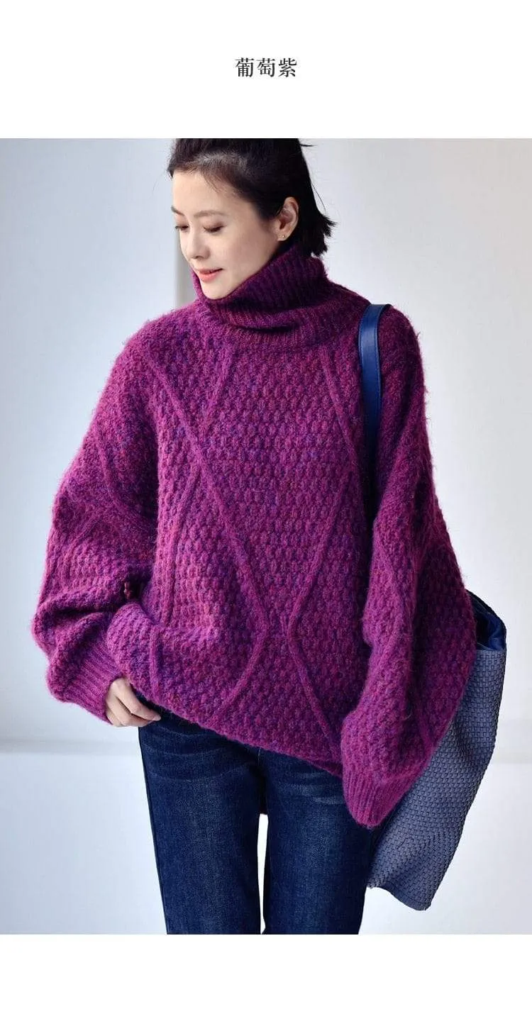 Bethany Purple Cable Sweater