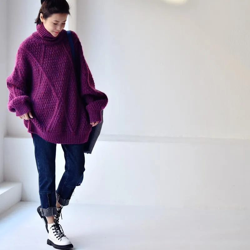 Bethany Purple Cable Sweater