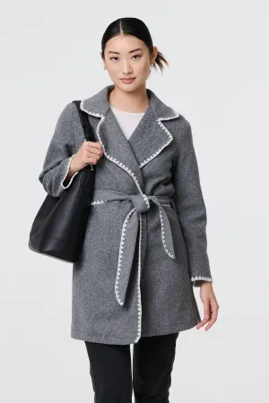 Blanket Stitch Coat with Belt