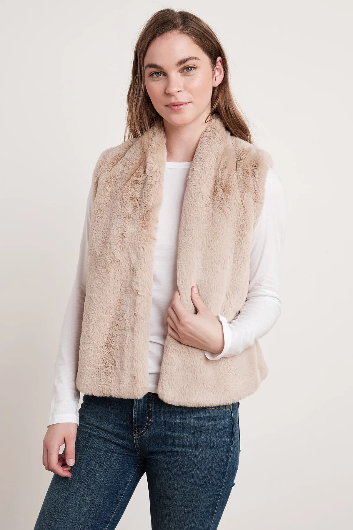 CHELLE FAUX LUX FUR OPEN VEST