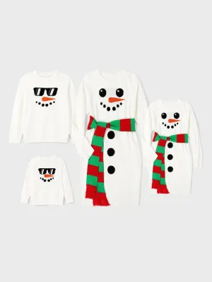 Christmas Family Matching Snowman Graphics Dresses And Sweater Sets