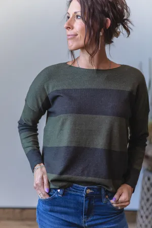 Chunky Stripe Drop Shoulder Sweater