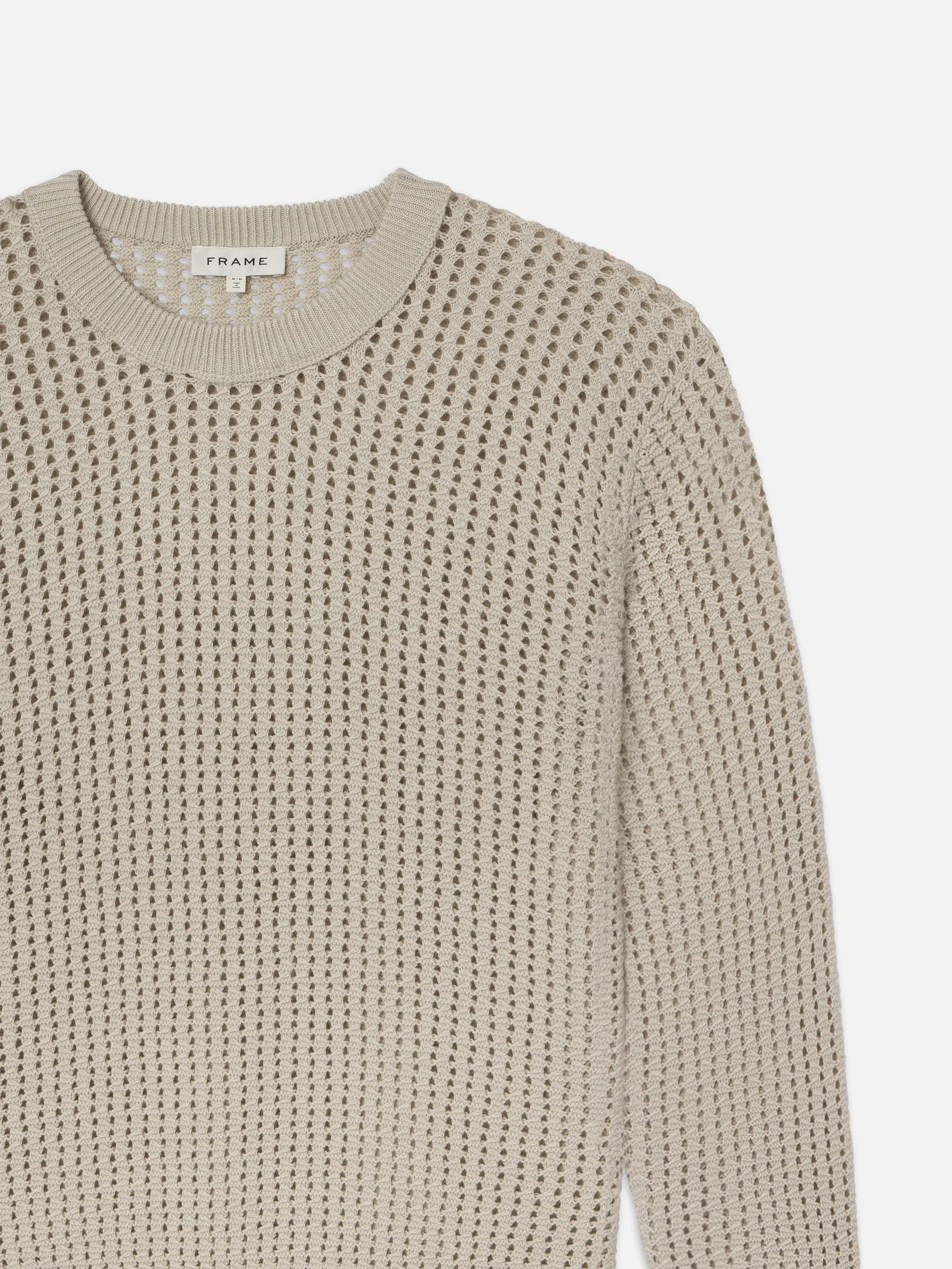 Cotton Blend Crewneck Sweater -- Mineral Grey