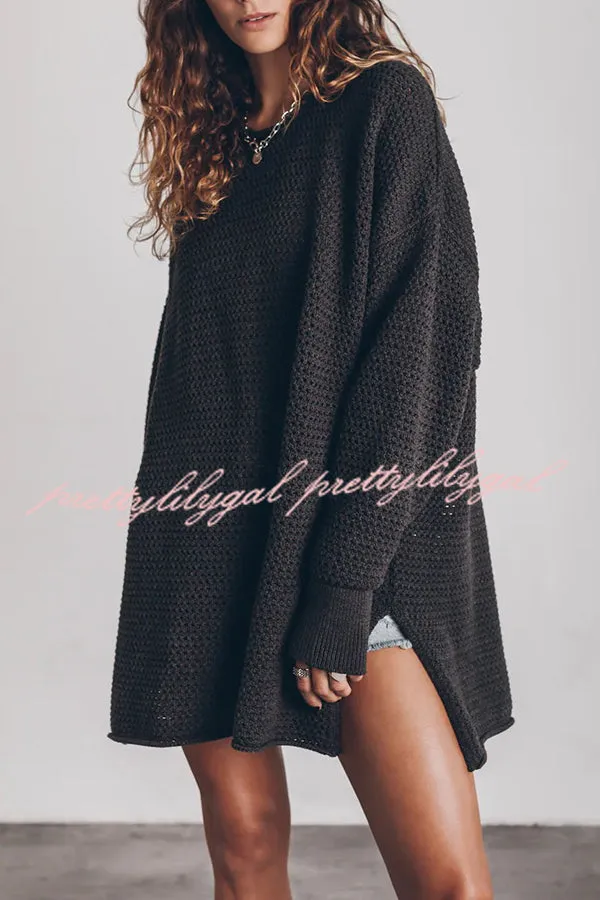 Cup of Cozy Knit Oversized Slit Side Sweater