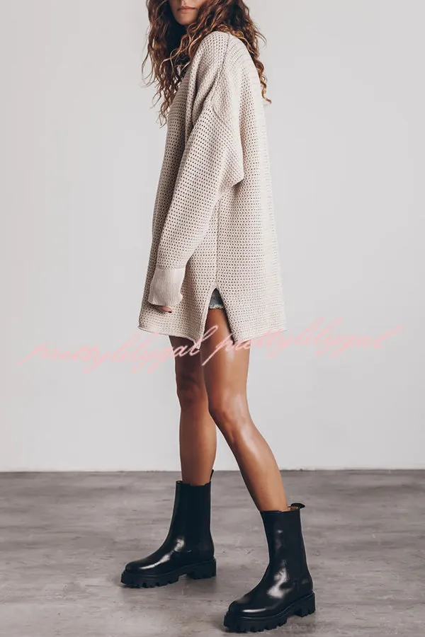 Cup of Cozy Knit Oversized Slit Side Sweater