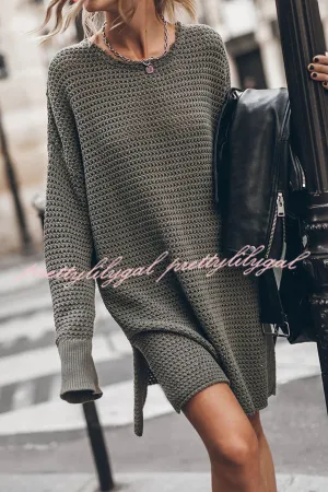 Cup of Cozy Knit Oversized Slit Side Sweater