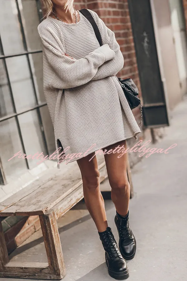 Cup of Cozy Knit Oversized Slit Side Sweater