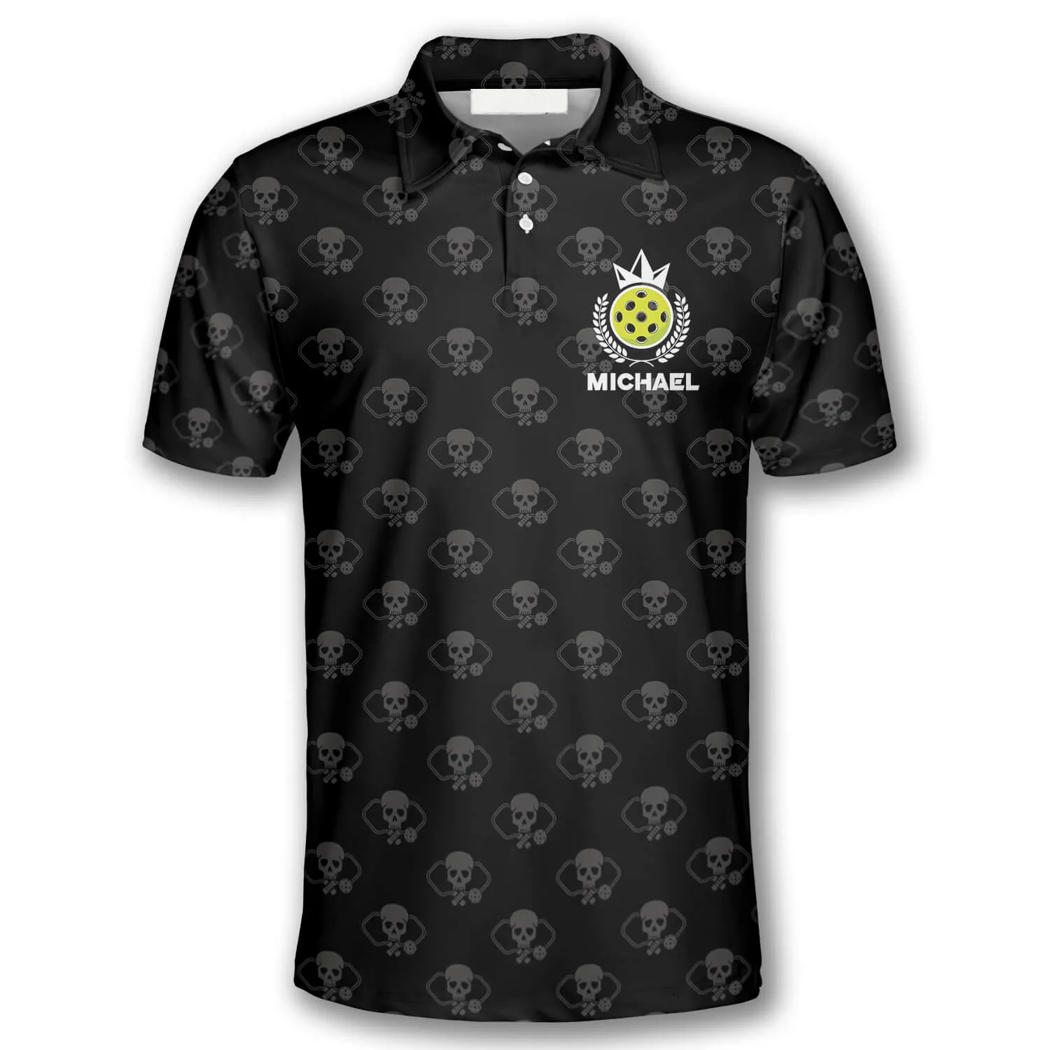 Custom Name Skull Pattern American Flag Custom Pickleball Polo Shirts for Men