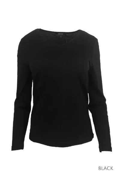 EBAS556 MERINO VEE NECK TOP