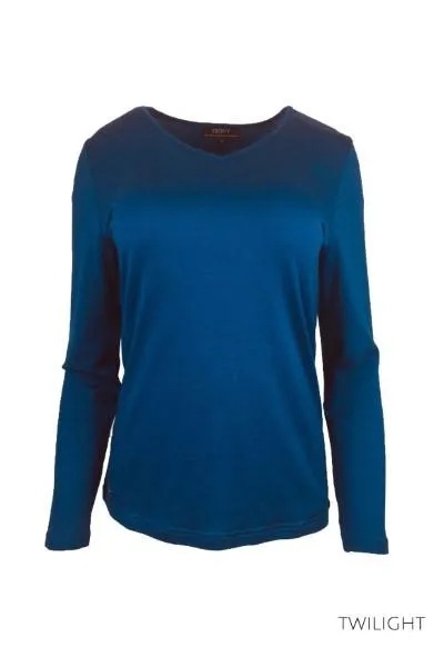 EBAS556 MERINO VEE NECK TOP