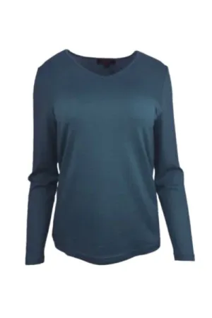 EBAS556 MERINO VEE NECK TOP