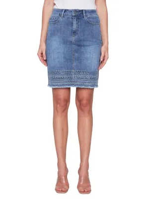 Embroidered Hem Denim Skirt