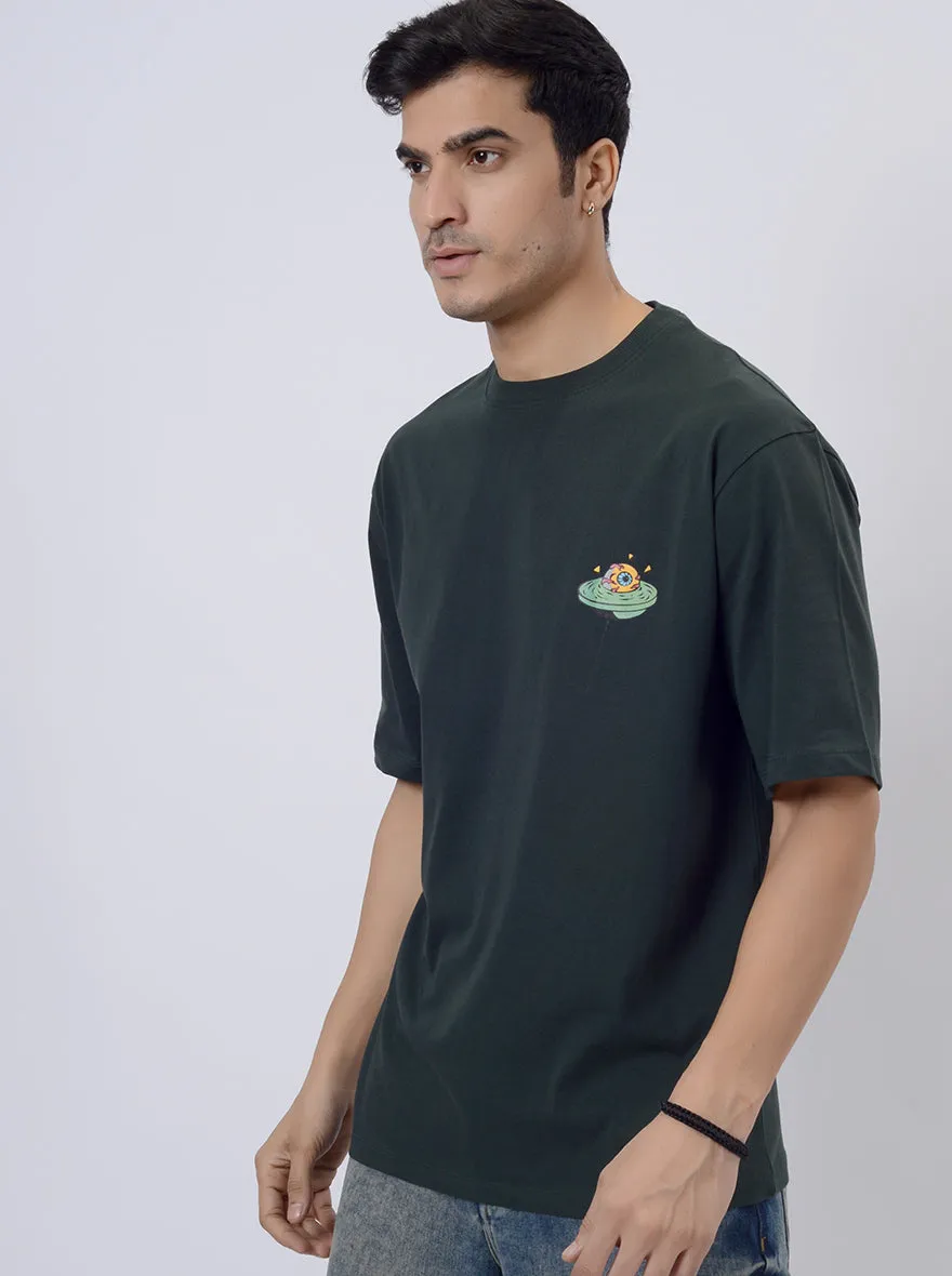 Green Printed Relax Fit  Oversized T-Shirt | JadeBlue