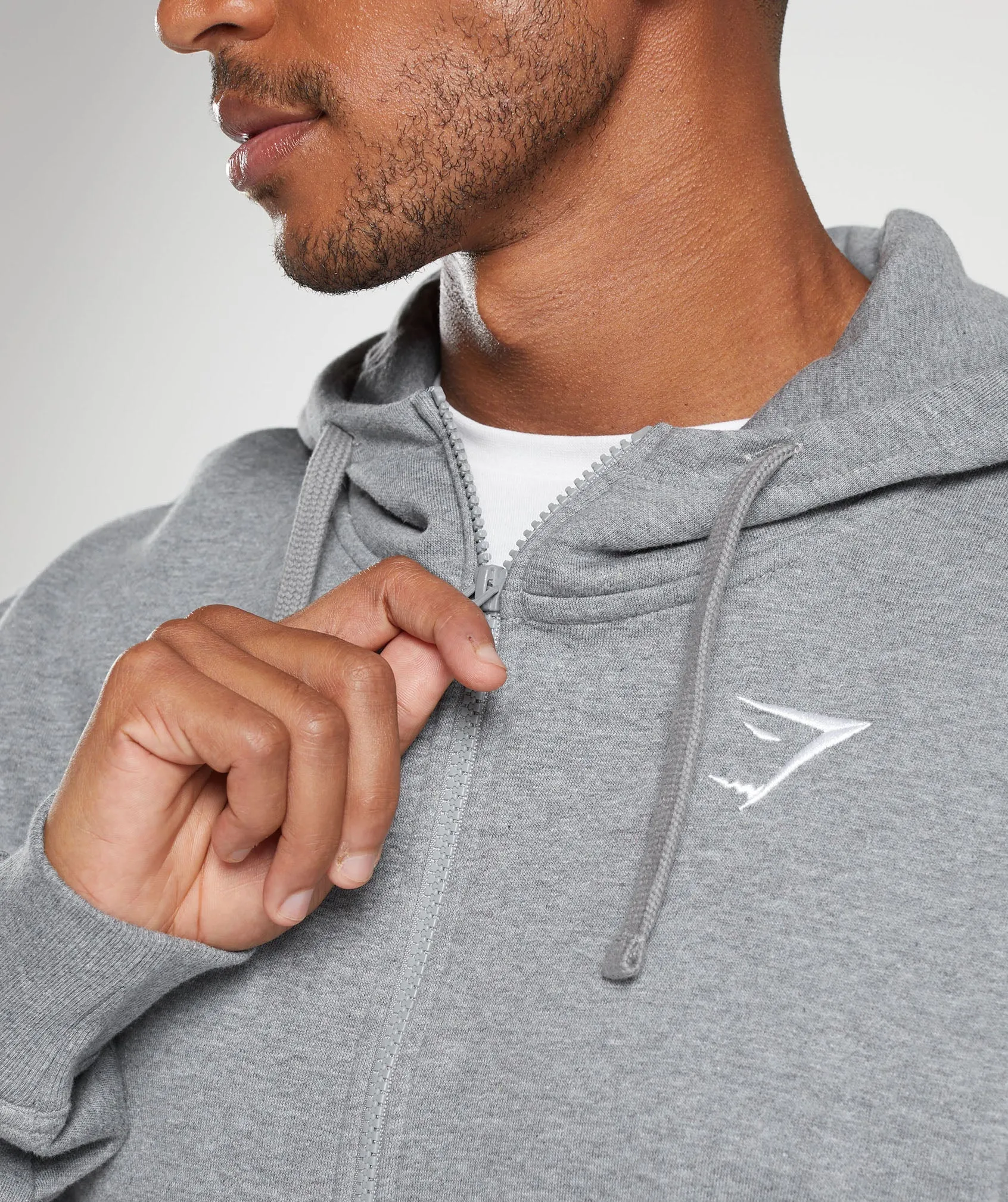 Premium Charcoal Grey Marl Gymshark Crest Oversized Zip-Up Hoodie