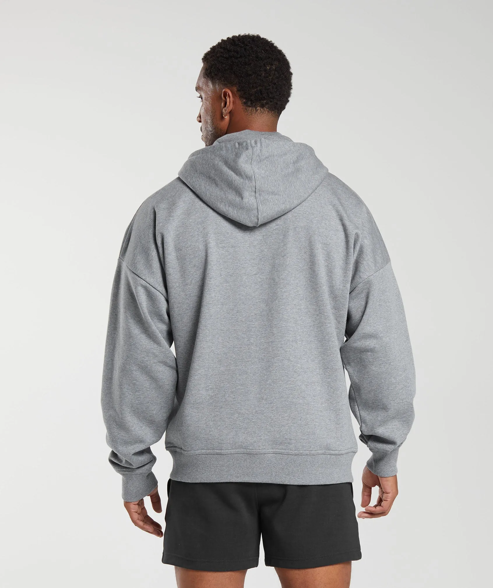 Premium Charcoal Grey Marl Gymshark Crest Oversized Zip-Up Hoodie