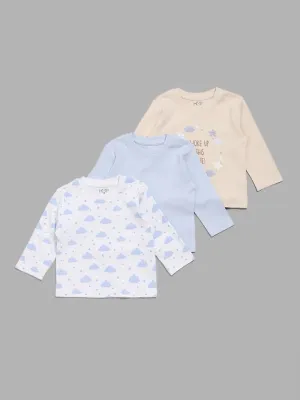 HOP Baby Blue Printed T-Shirts - Pack of 3