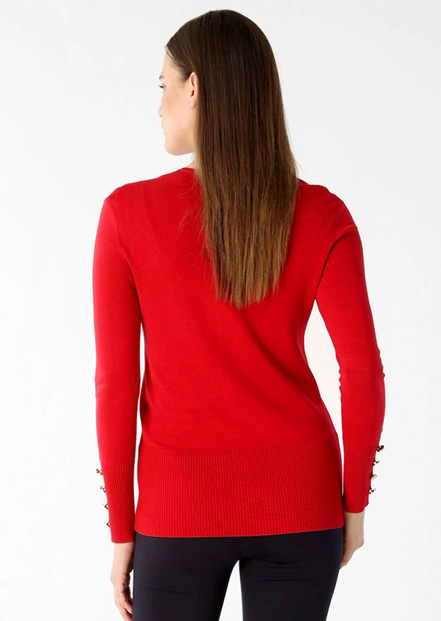 Juliette Fabric 25'' Long Sleeves Sweater With ''v'' Neck