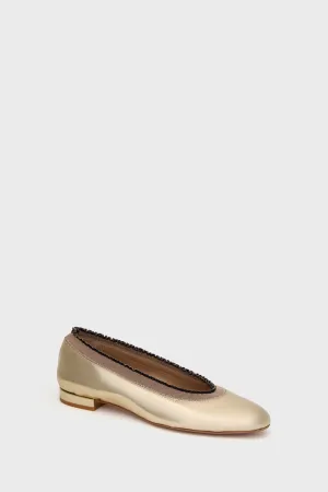 Light Gold Elise Ruffle Ballet Flats