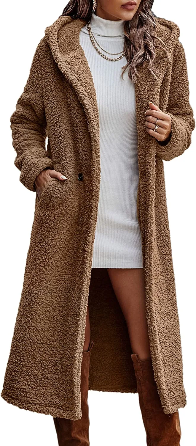 Light Weight | Single Layer Women's Fuzzy Fleece Cardigan Coat | Faux Fur Lapel Front Open Warm Winter Outwear Jackets.