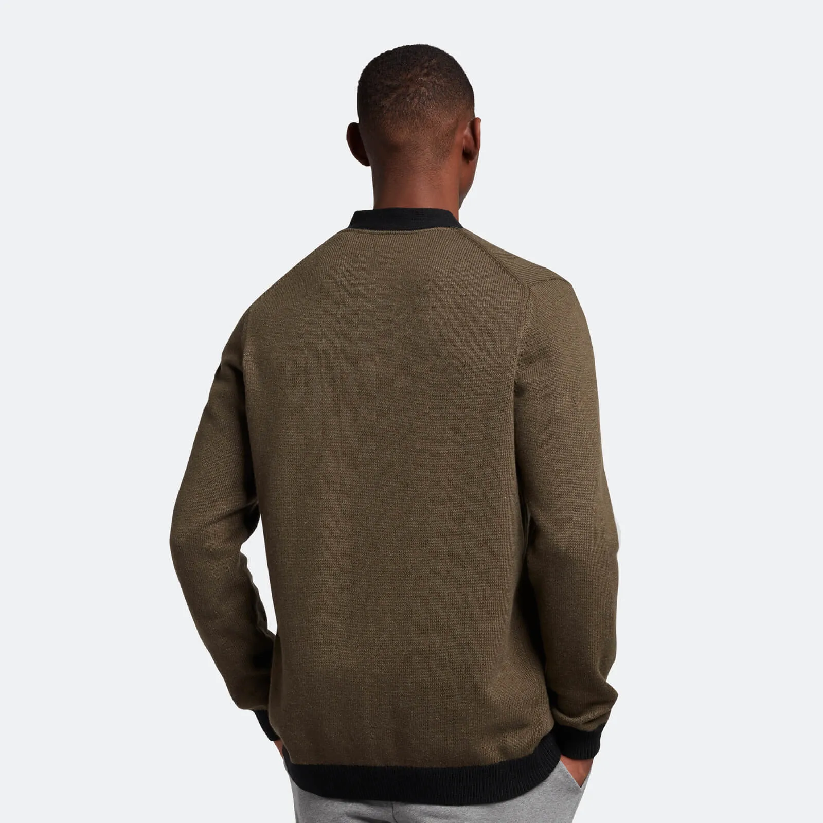 Lyle & Scott Men's Block Marl Cardigan - Olive Marl/Jet Black