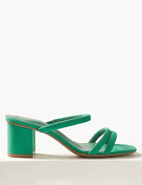 M&S Collection Green Multi Strap Mule Womens Sandals