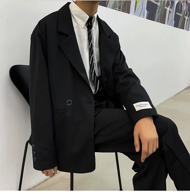 Men's Leisure High Quality Coats Western-style Clothes Suit Jackets Chic Loose Blazer Grey/black/green Color Outerwear M-3XL