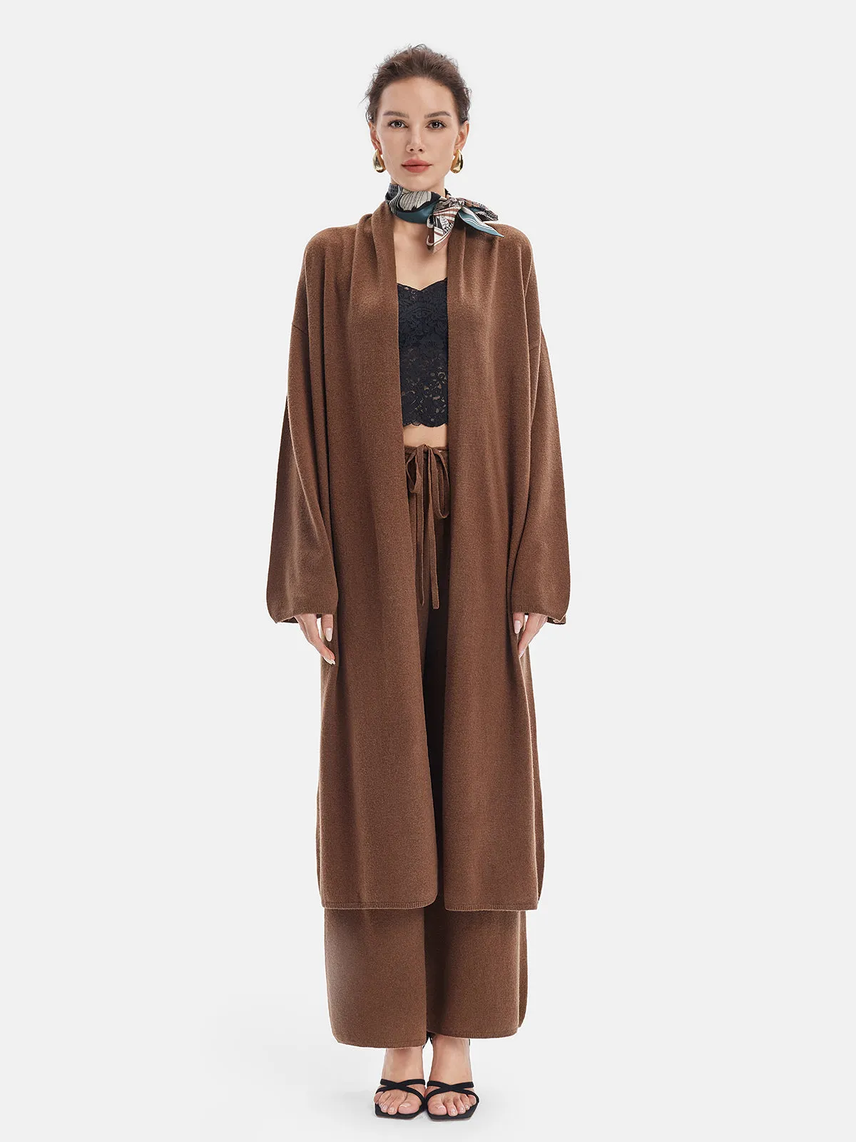 Merino Wool Knit Long Coat