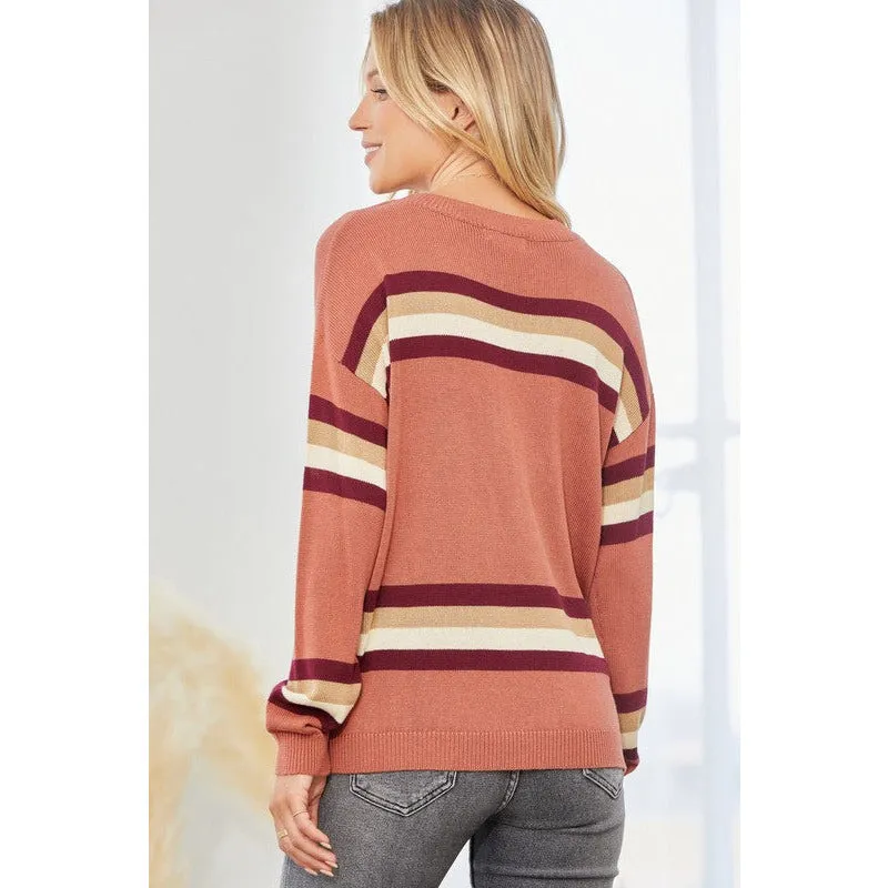 Multi Color Striped Sweater Top