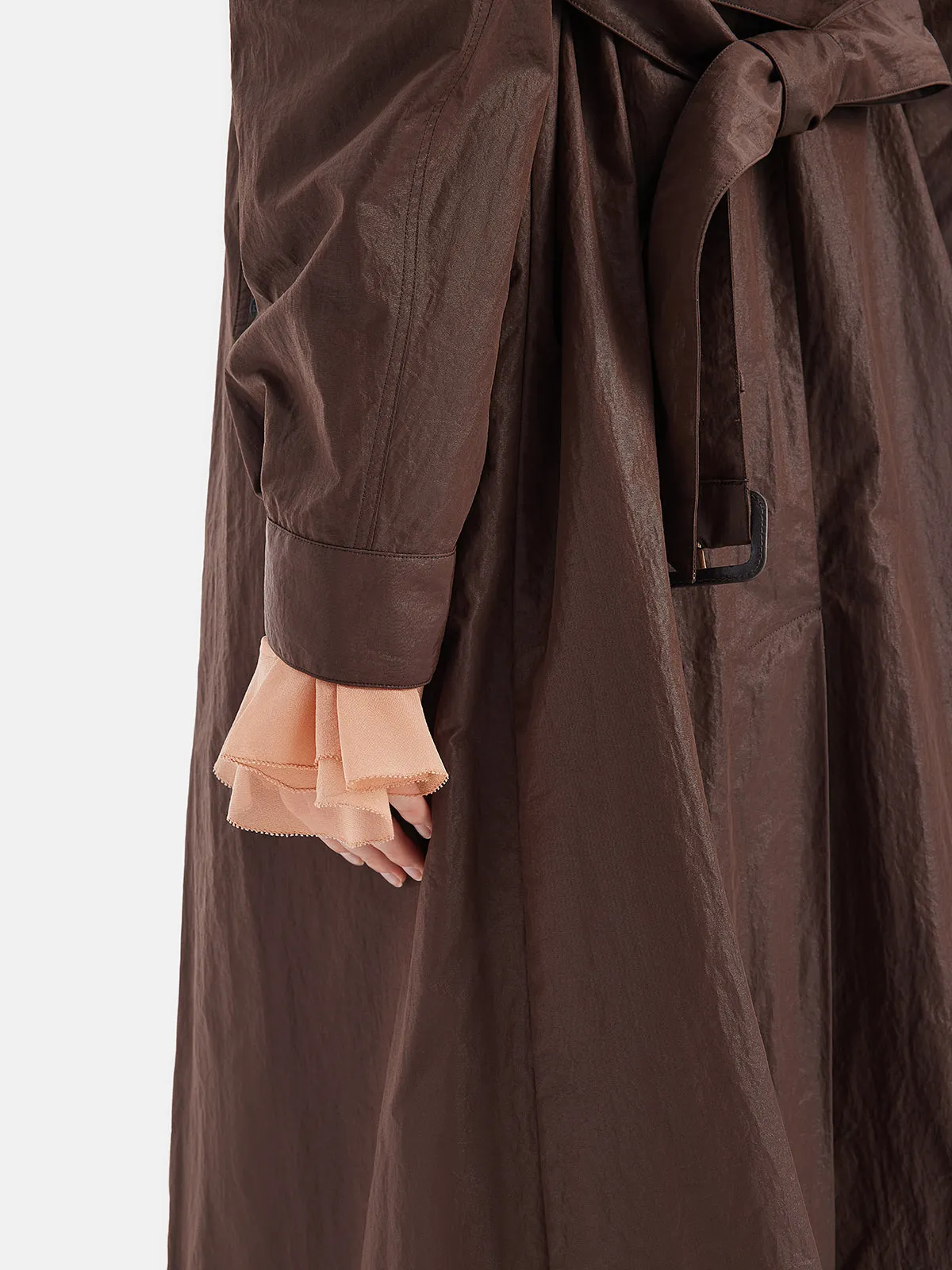 Oil-wax Paper Textured Trench Coat