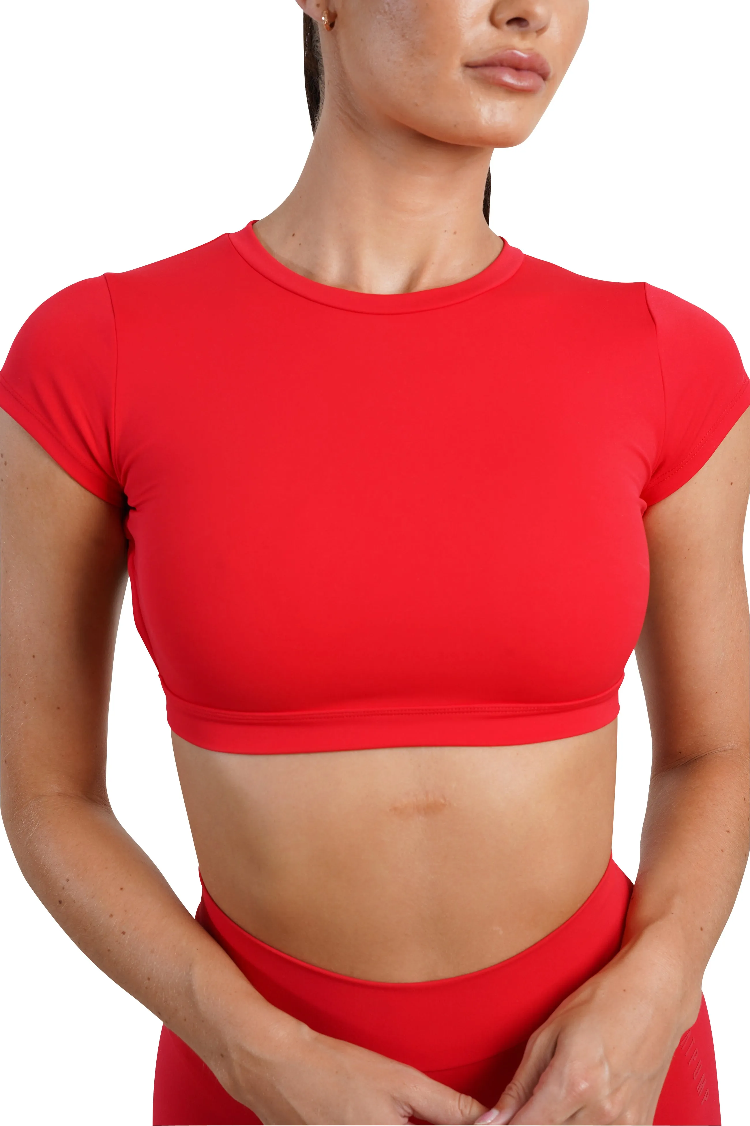 OPEN BACK CROP TEE - RED