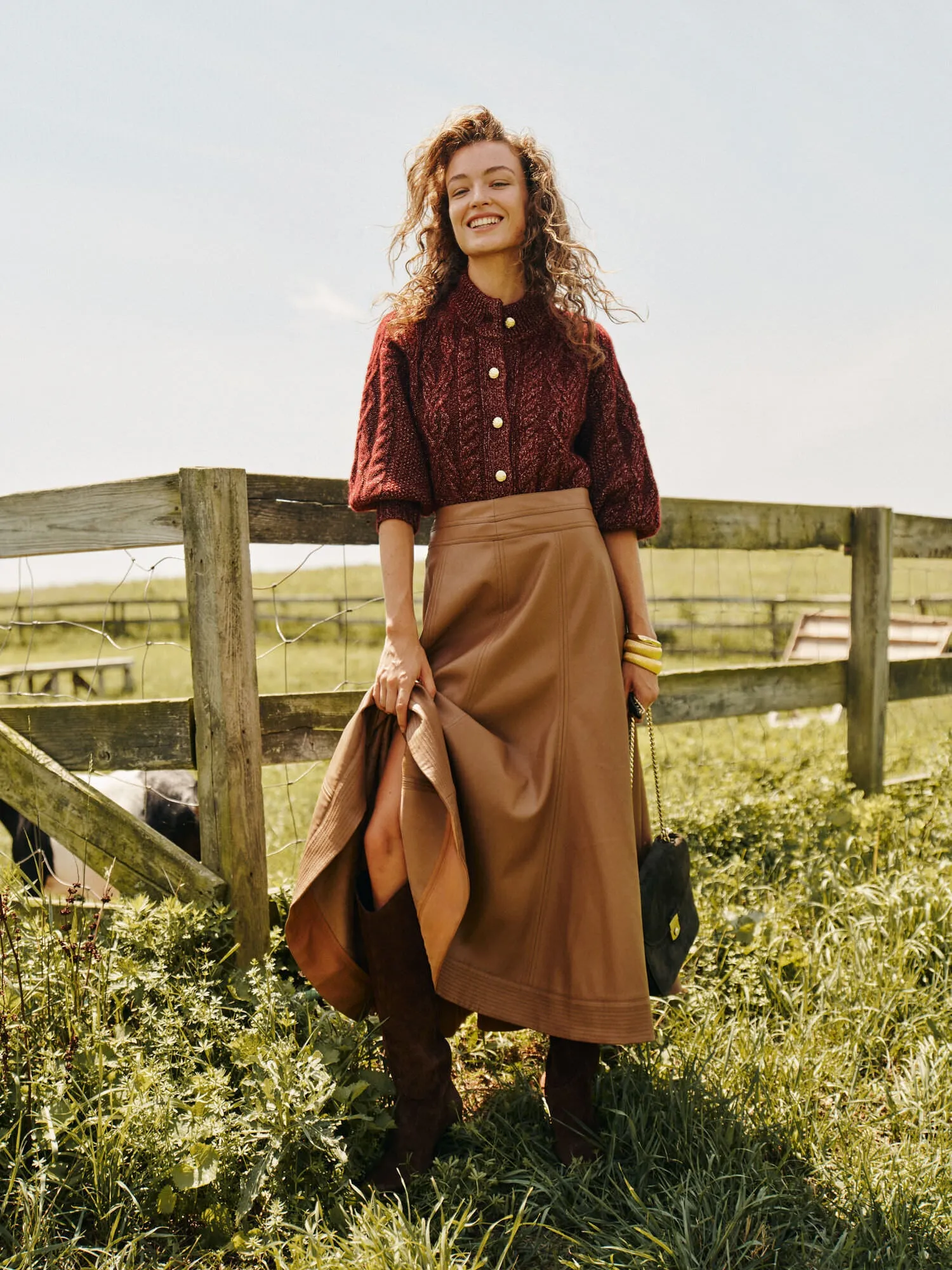 Oxblood Lurex Cashmere Colette Cardigan