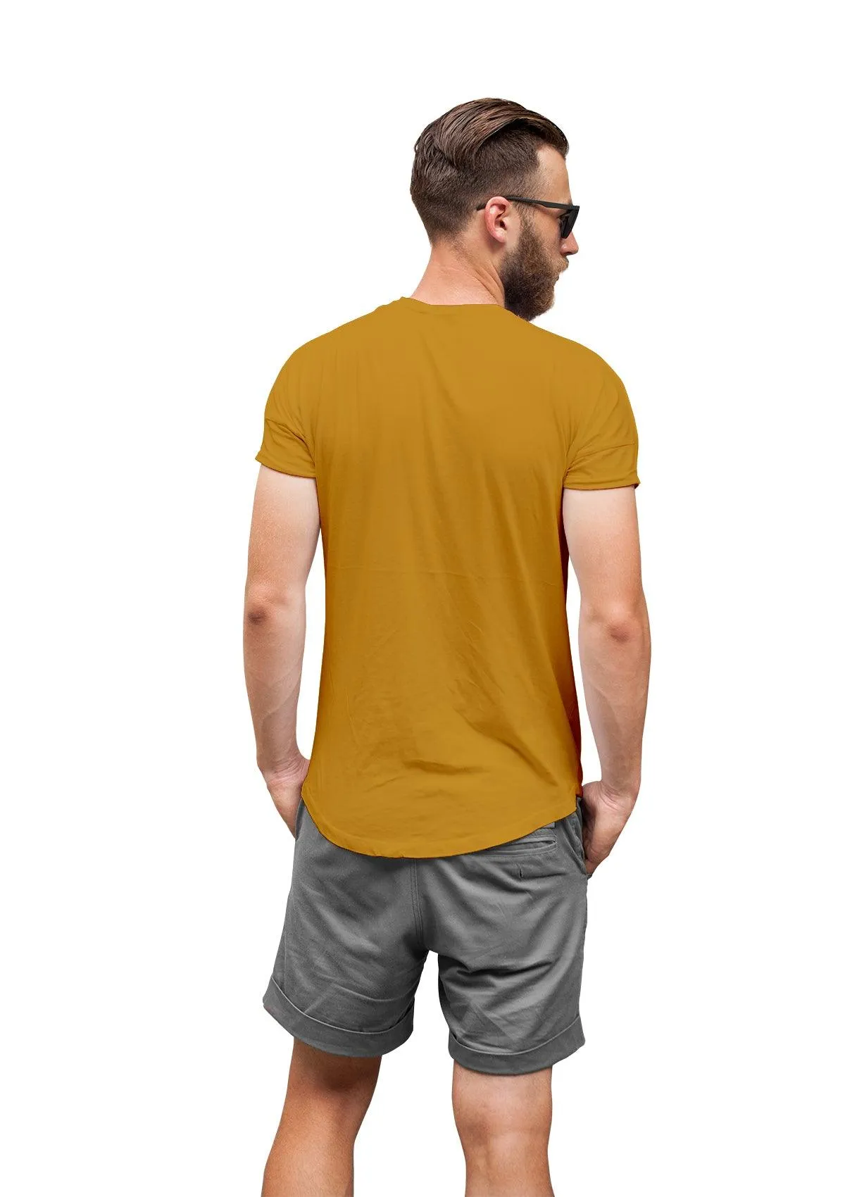 Premium Airlume Cotton Mustard Yellow Crew Neck T-Shirt