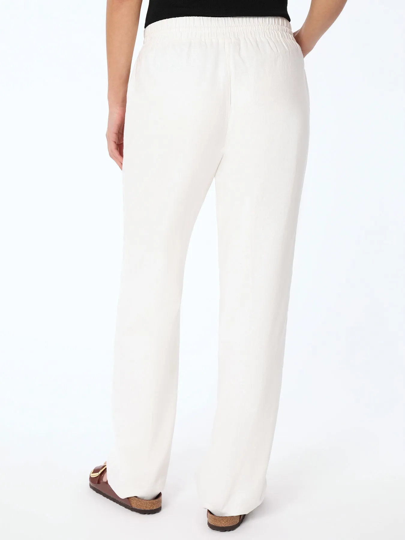 Pull On Drawstring Trouser, Solid Linen Viscose