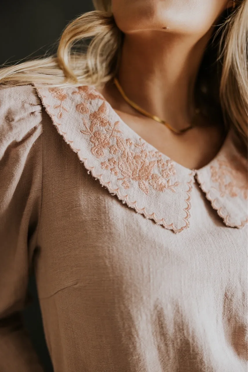 SALT Piper Point Embroidered Collared Blouse