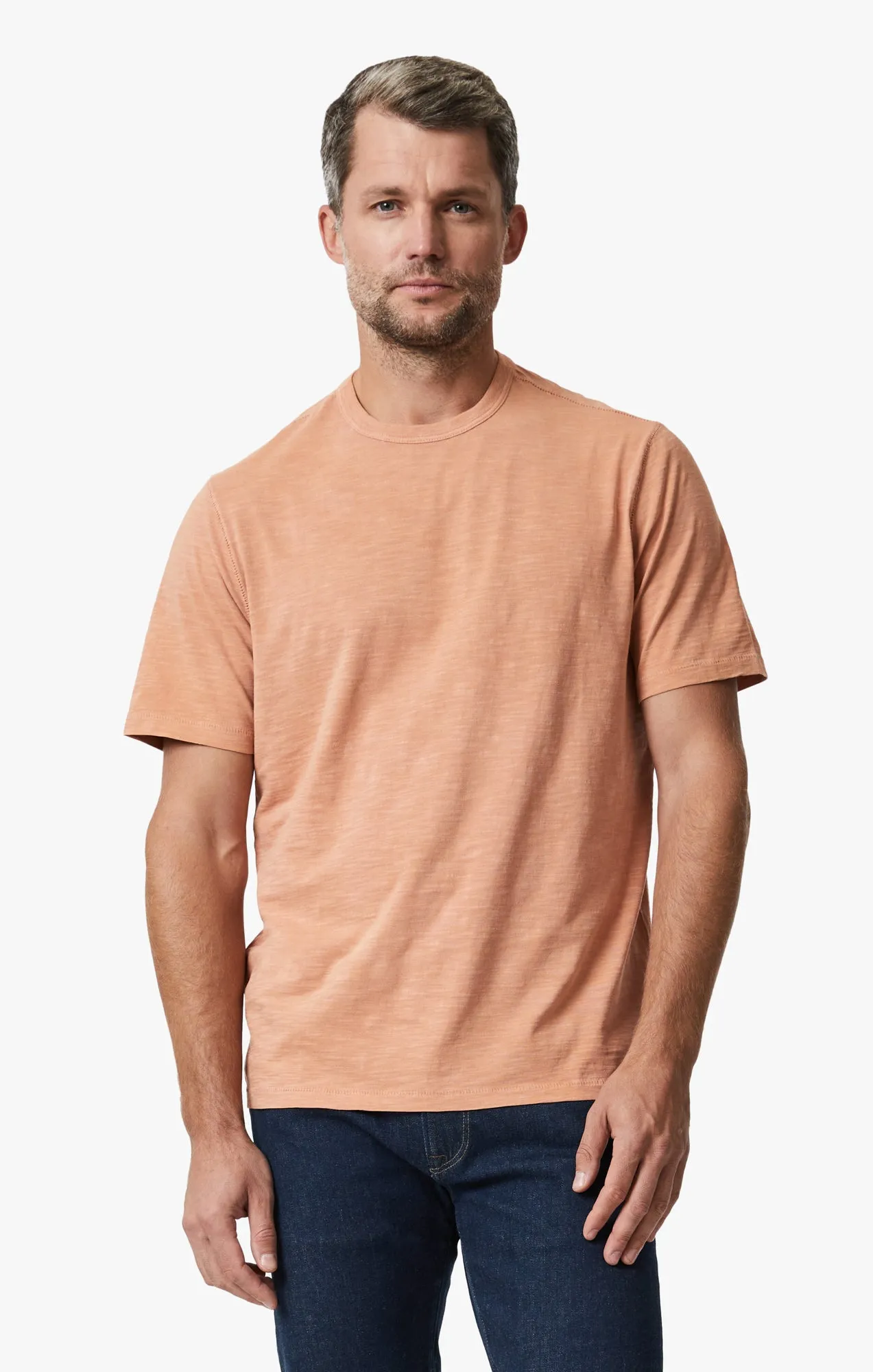 Slub Crew Neck T-Shirt In Melon