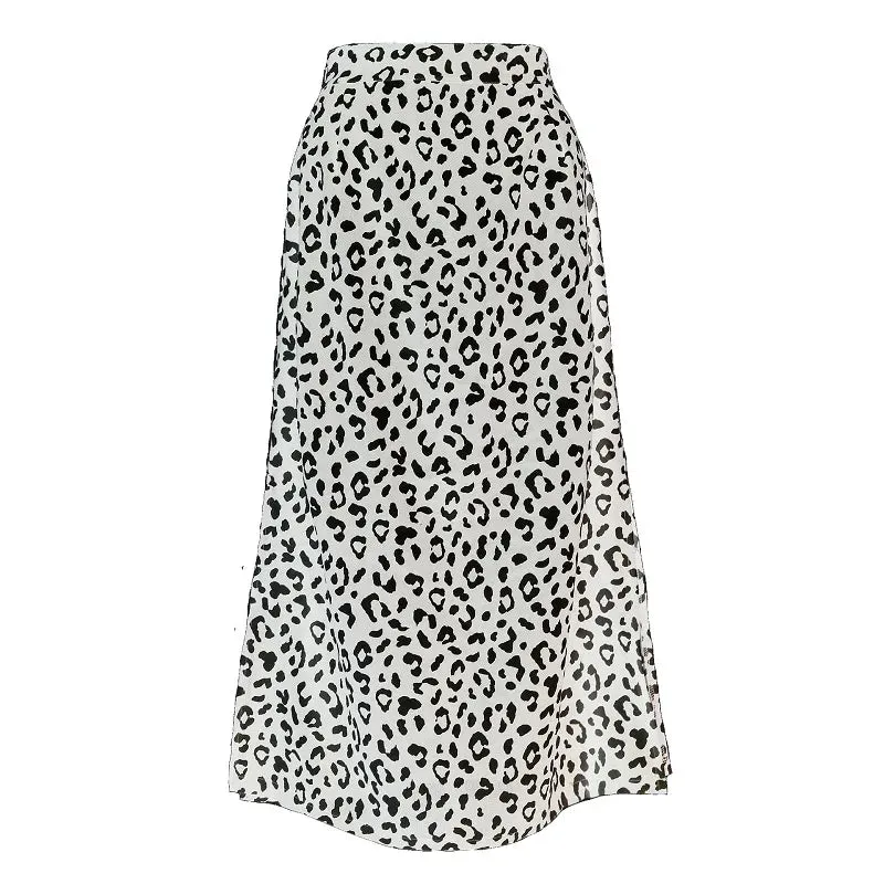 Summer women vintage elegant beach midi boho skirt 2021 Women Leopard print split sexy zip skirts womens Casual skirts female