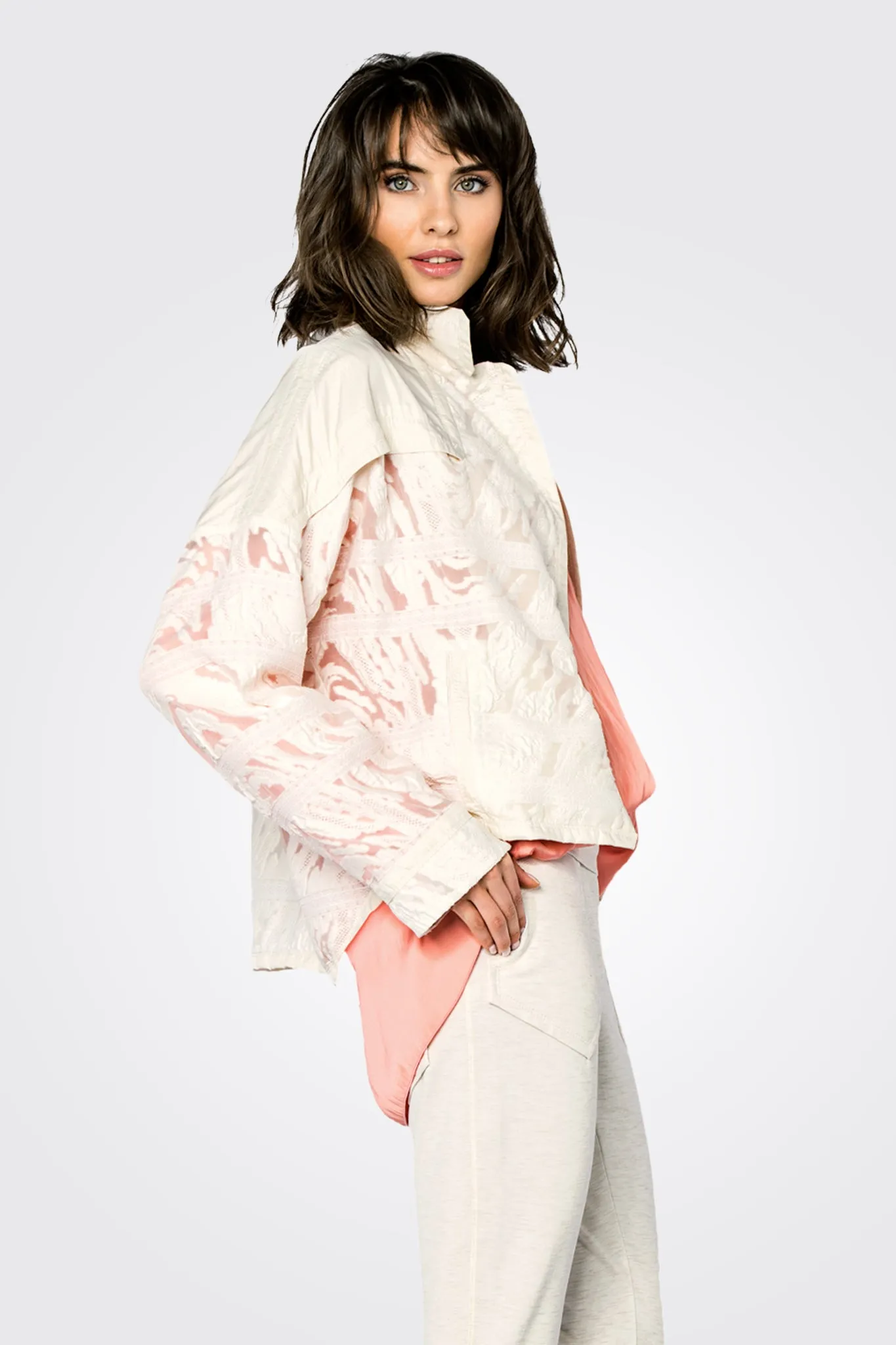 Taffeta Lace Jacket - Off White