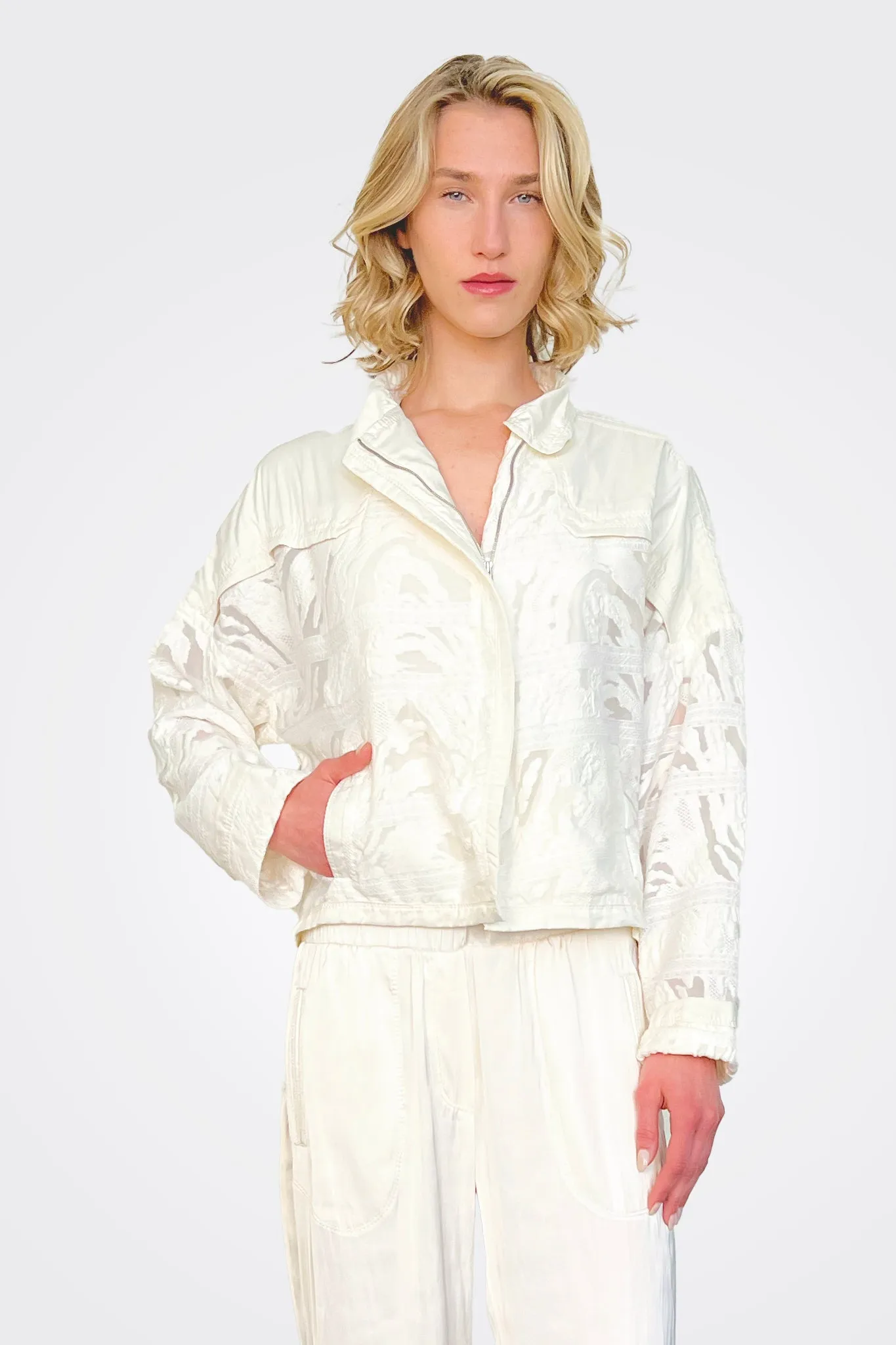 Taffeta Lace Jacket - Off White