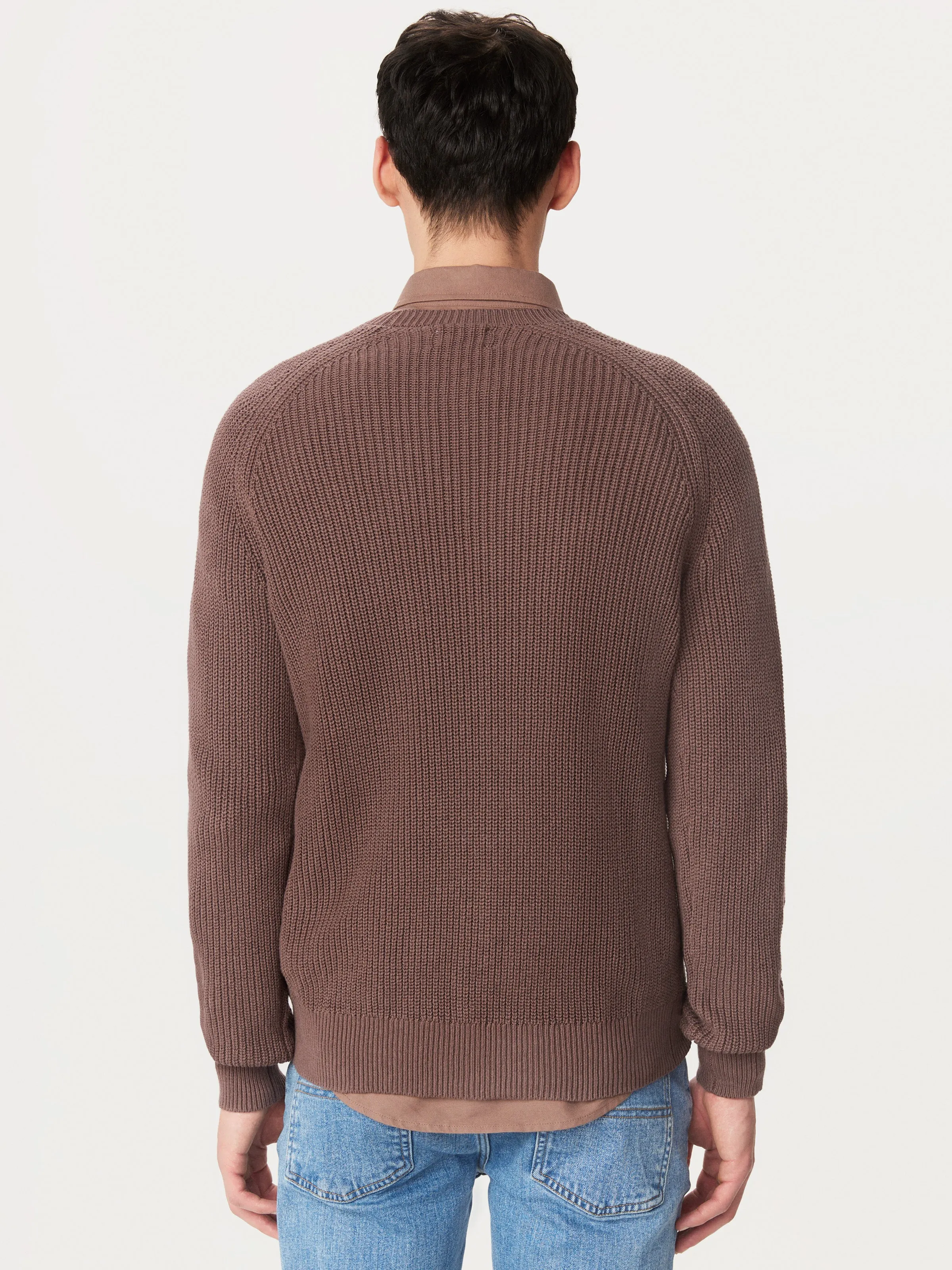 The Ribbed Crewneck Sweater in Dark Clay