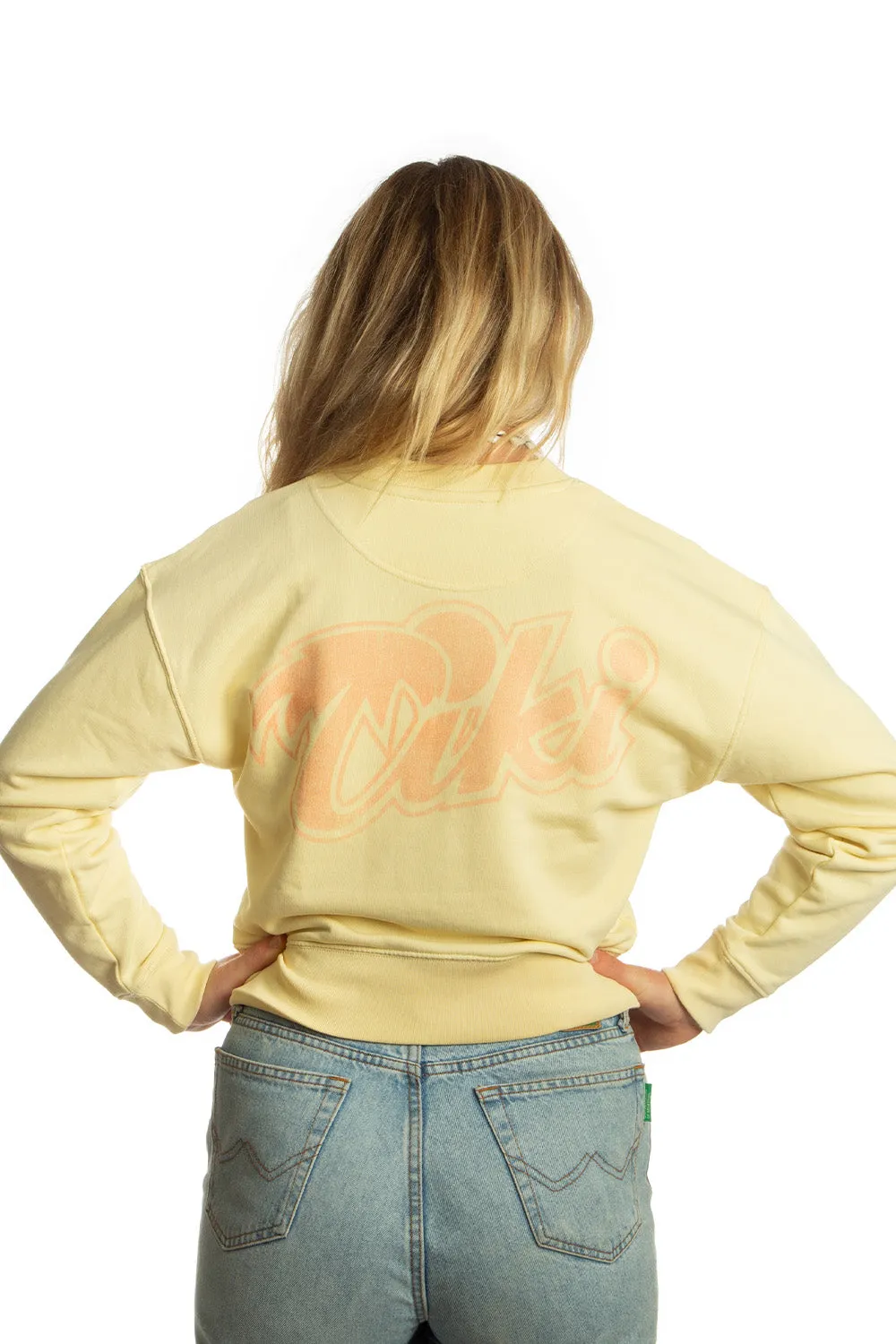 Tiki Retro Palm Crew Sweatshirt Yellow